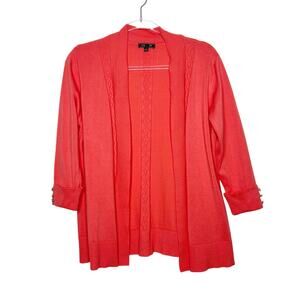 LETY & ME Cardigan Sweater Open Front 3/4 Sleeve Shawl Collar Peach Size Large